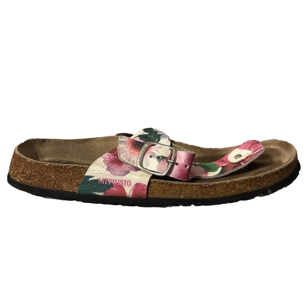 Mephisto Flower Sandals Women Size 11 EU 41 Leather Air Relax Floral Beach Thong